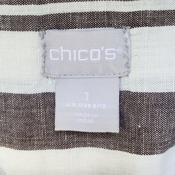 Chico's Linen Blend Stripe Maxi Shirt Size 1 (8-10) - Picture 5 of 11